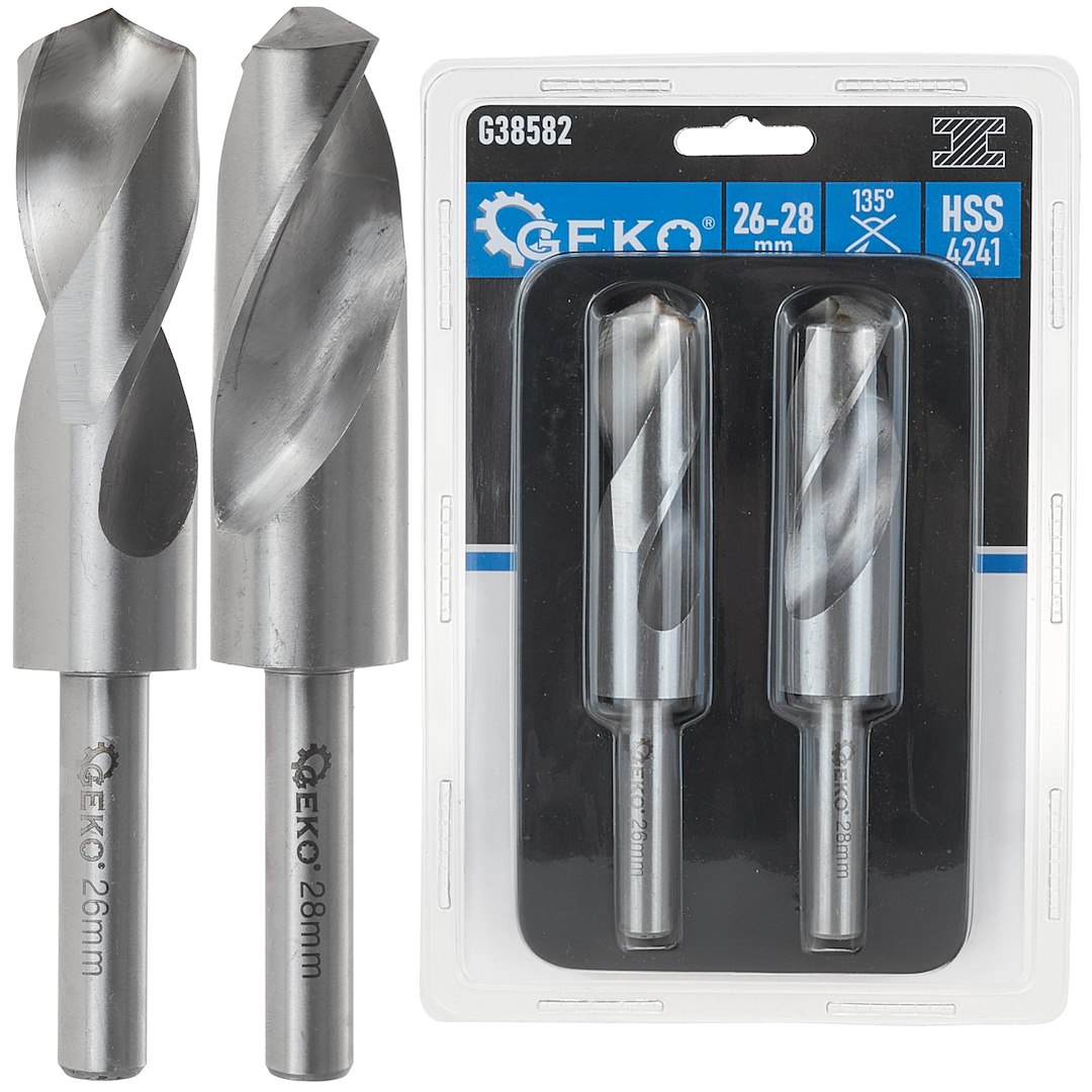 Sada vrtáků do kovu Geko HSS4241 26-28 mm, 2 kusy — Celkový pohled