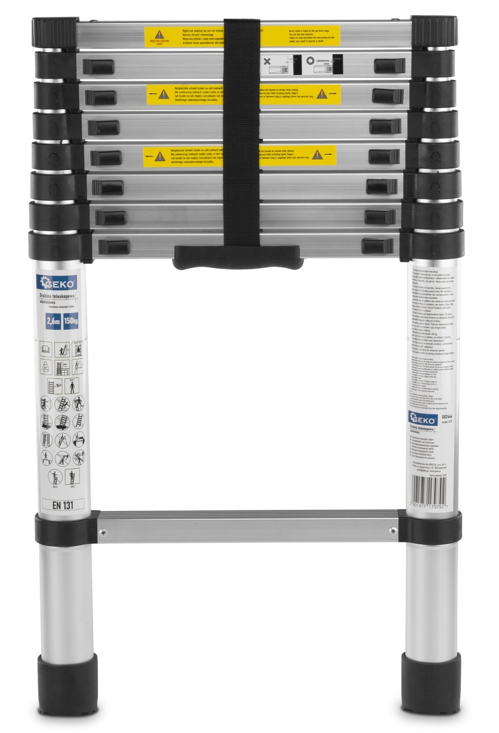 Teleskopický hliníkový žebřík Geko 2,6 m 150 kg — Detail konstrukce