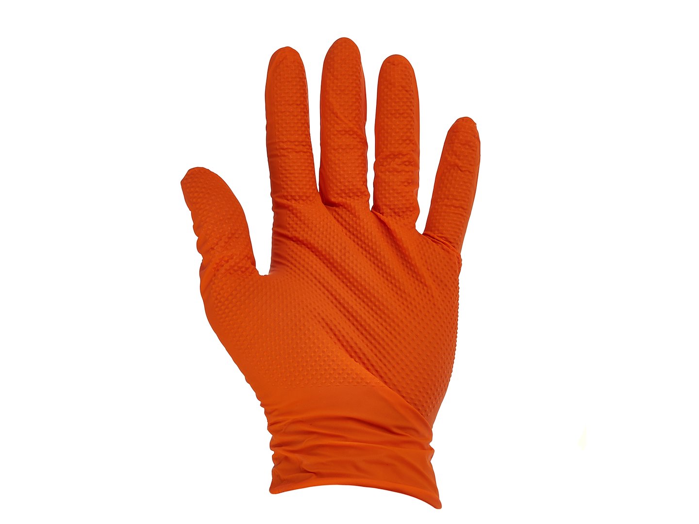 Nitrilové rukavice Geko Solid Grip 50 ks Velikost XL Oranžové — V provozu