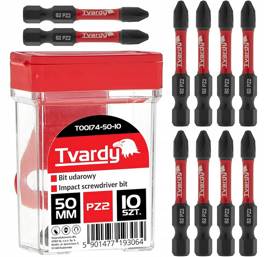 Roztočovací sada Tvardy 10 ks PZ2 50 mm se šroubovnicí 1/4