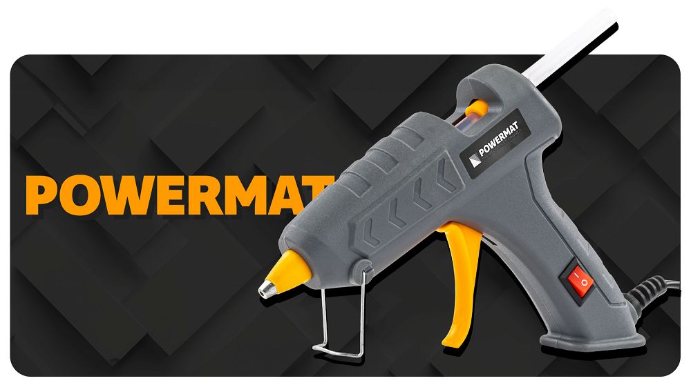 Tavná lepicí pistole POWERMAT PM-PDK-60T 60 W – 200 °C + 60× tyčinka 7 mm + pouzdro