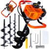 Benzínový zemní vrták GEKO 62 cm³ se sadou vrtáků 10/15/20 cm a prodloužením 50 cm