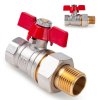 Kulový kohout 1/2" DN15 s ucpávkou a šroubením – motýlek GEKO (sada 50 ks)