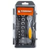 Sada bitů a nástavců Powermat PM1610 38 ks, ráčna 1/4", Cr-V – detail