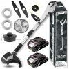 Aku strunová sekačka ABRAMS LS380 — 800 W, bezuhlíkový motor, záběr 25 cm, 2× akumulátor 21 V – detail