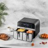 55047 6 117552 6 bezolovnata friteza airfryer 9 l 2500 w s dvojitymi komorami a lcd displejem