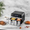 117552 6 bezolovnata friteza airfryer 9 l 2500 w s dvojitymi komorami a lcd displejem